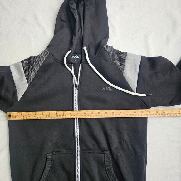 Mens Fleece Lined Black Jacket Size Small Zip Up Drawstring Hood Great Condition - Picture 10 of 10